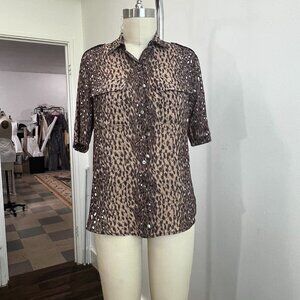 Vintage Ted Sollod Cheetah print button up